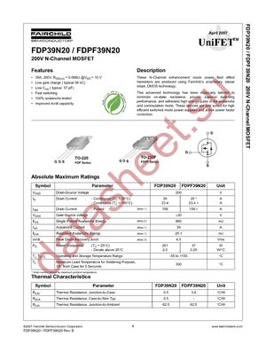 FDPF39N20 datasheet  